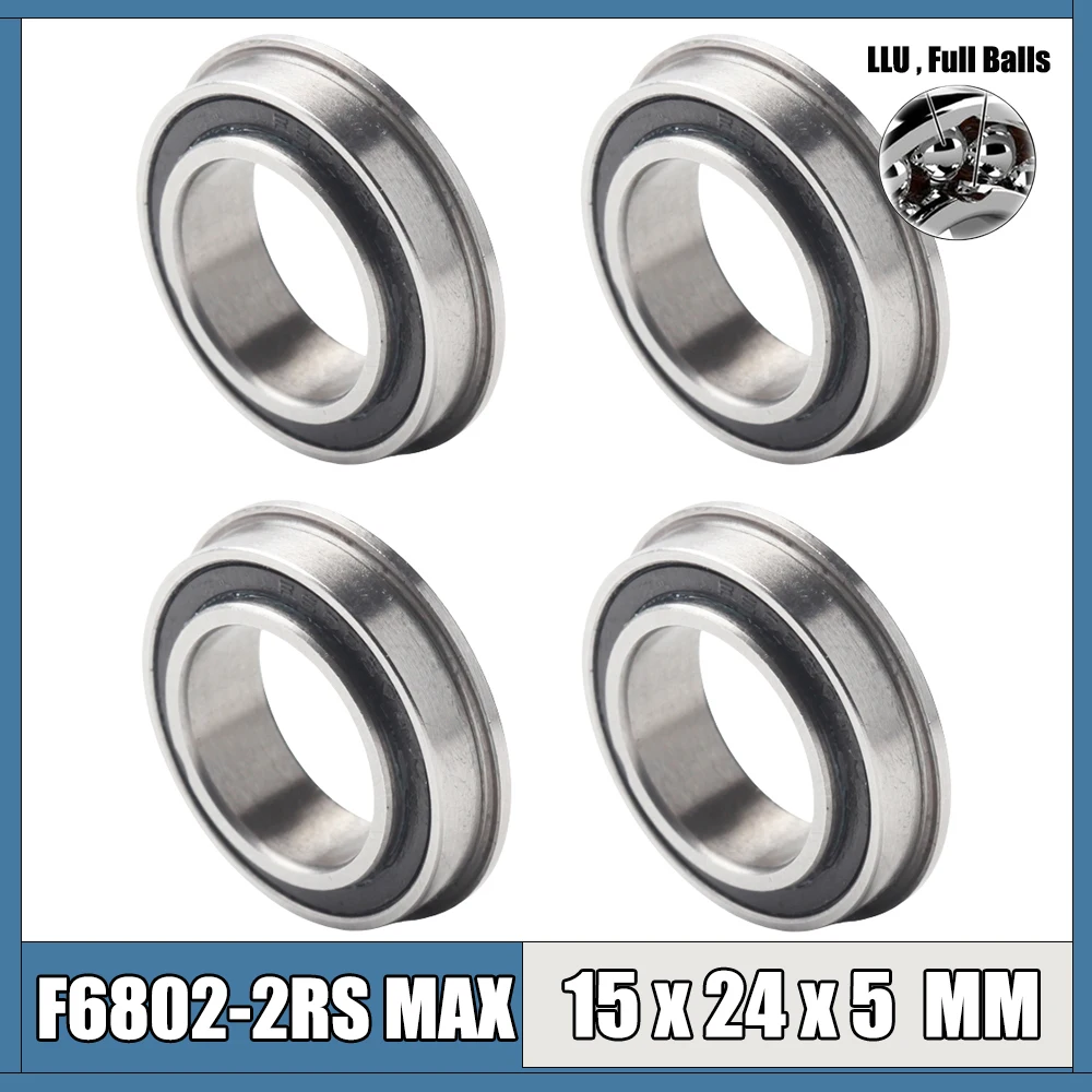 

F6802 VRS MAX Flanged Bearings 15*24*5*7mm 4Pcs Bike Pivot Chrome Steel F6802LLU Cart Full With Flanged Balls Bearing