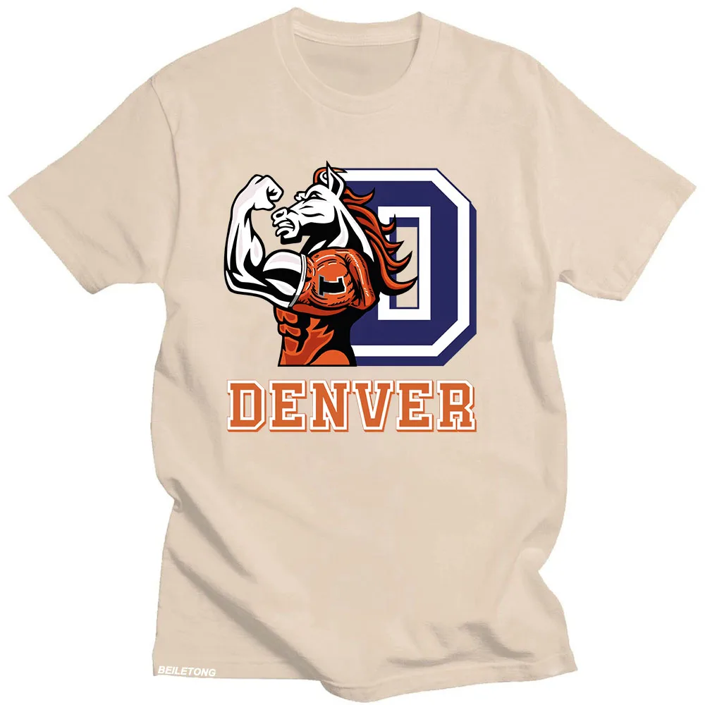 Denver broncos camiseta impressão gráfica harajuku algodão casual camiseta manga curta jogo de bola tshirt ropa hombre roupas punk