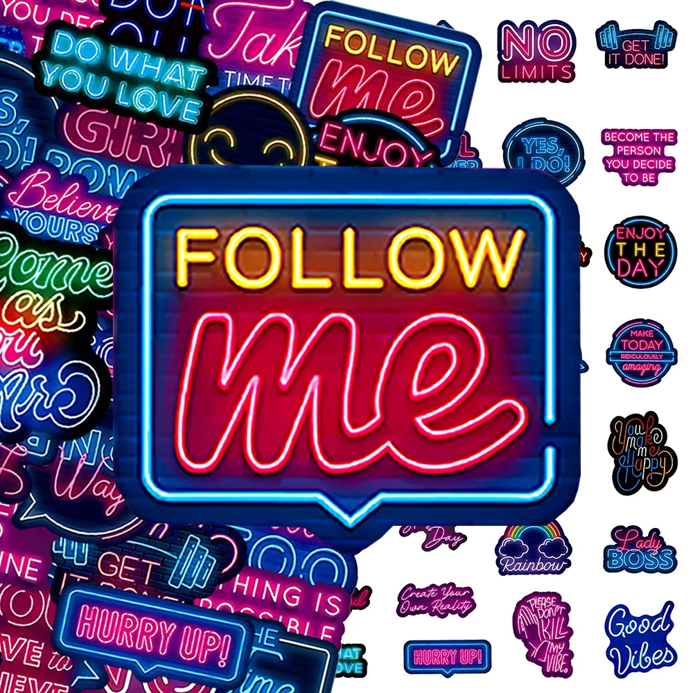 

10/30/50pcs Cool Neon Inspirational Stickers Colorful Graffiti Decals DIY Stationery Suitcase Phone Waterproof Sticker Kids Toys