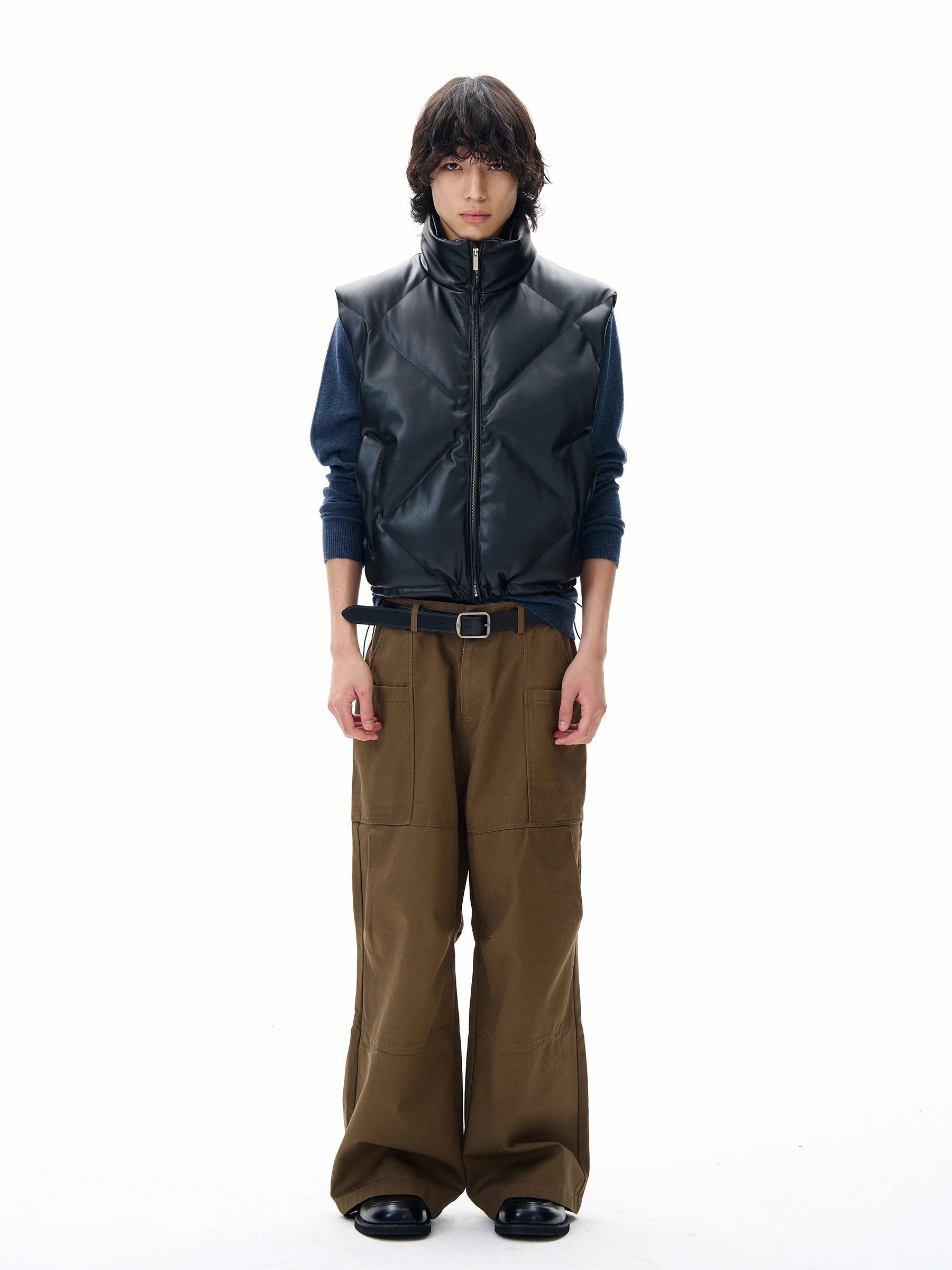 Masculino feminino 2025 outono inverno estilo americano couro do plutônio parkas colete bonito high-end sem mangas casal casaco na moda jaqueta com zíper