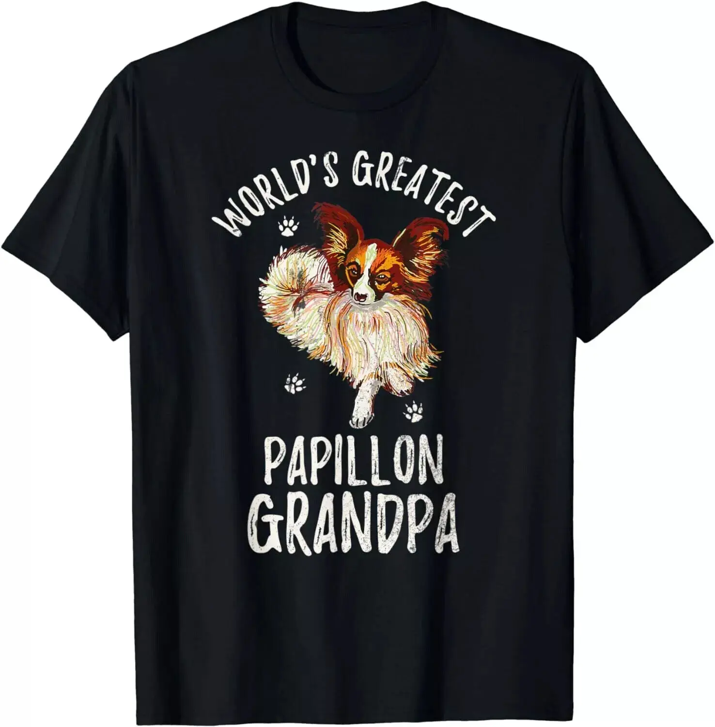 

Vintage Greatest Papillon Grandpa Funny Dog Lover Gift Unisex T-Shirt