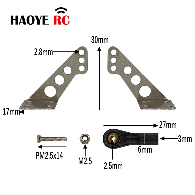 

Haoye 1 Set Metal Horns+ Bolt Through Ball Silver Color For RC Airplanes Parts Electric Planes Foam Model Replacement Accessoriy