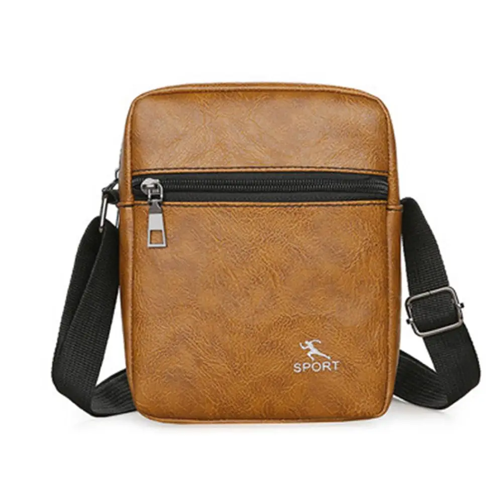 カジュアルメンズクロスボディバッグ、ビジネス携帯電話バッグ、シングルショルダーバッグ、トレンディな小型バパ、ソフトPUレザー、ジッパー開閉