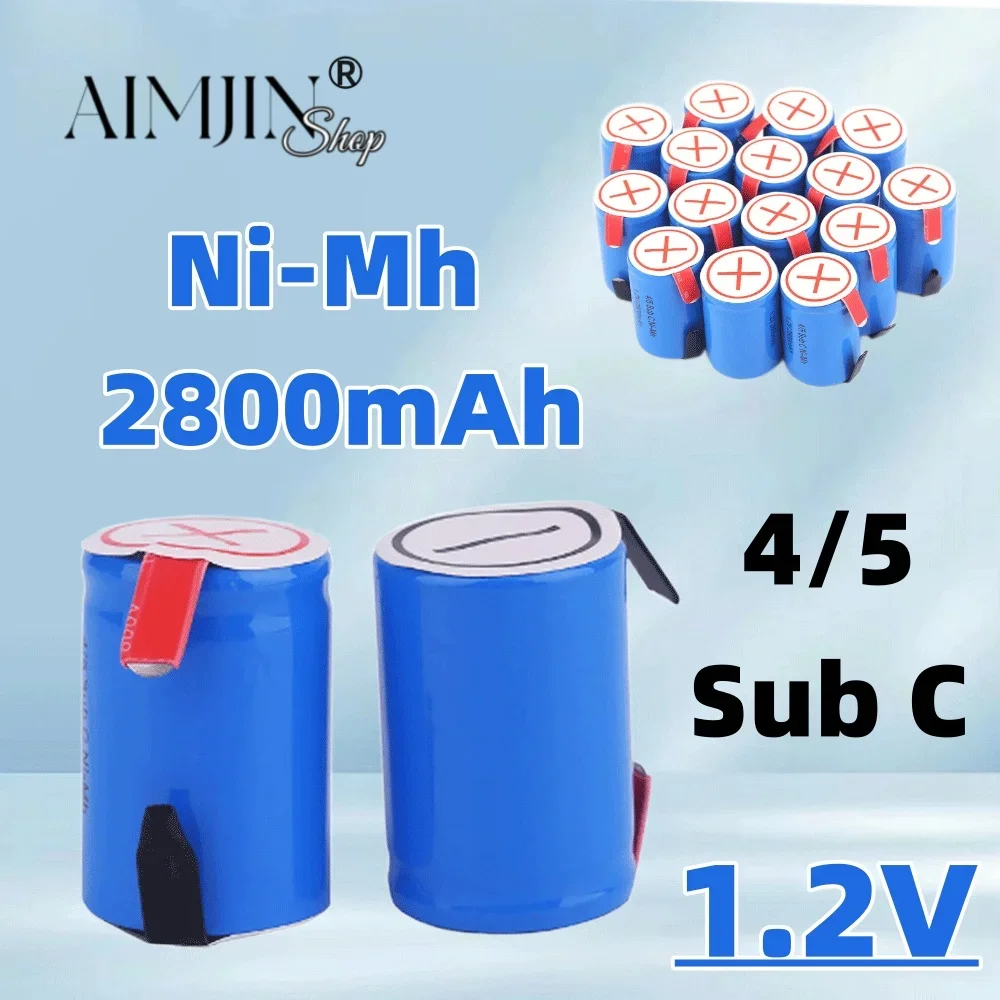 NEW 100% original 4/5 SubC Sub C   1.2V 2800mAh  Ni-Mh Rechargeable Battery Blue Cell with Tab