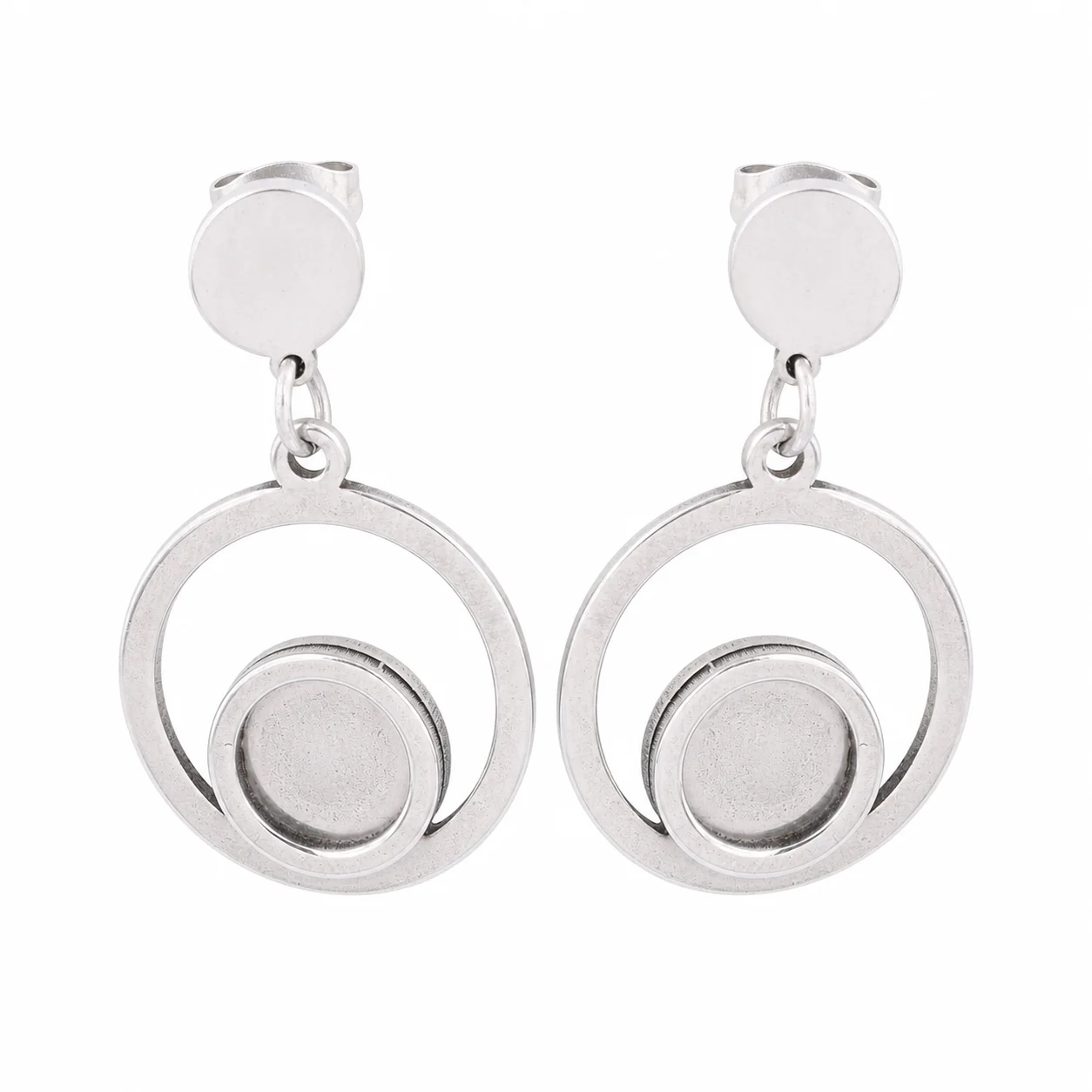 Image of 10 Stück Edelstahl-Kreisohrring-Rohlinge mit 8mm Cabochon-Fassungen für DIY-Ohrstecker-Basisen