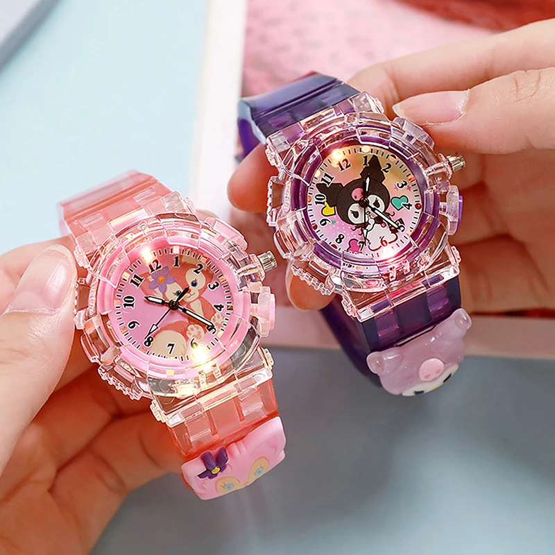 Cute Cartoon Anime Watch Sanrio LED Watch Children's Luminous Electronic Watch For Kid Christmas Gifts