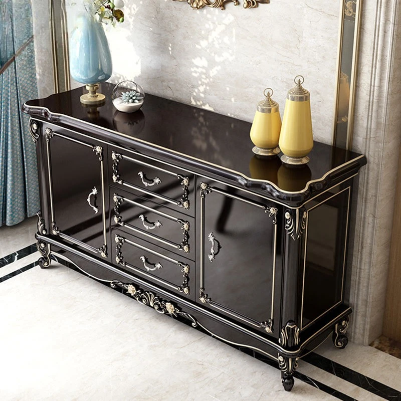 

European Marble Side Cabinet Solid Wood Tea Cabinet Dining Room Partition Locker Living Room