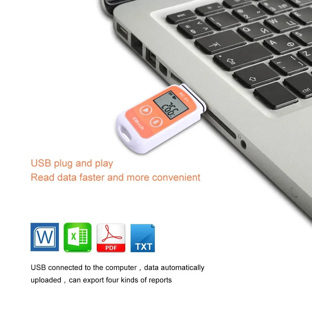Elitech RC-5+ USB Data Logger Recorder PDF Reusable Temperature Data Logger Upgrade for Refrigeration Cold Chain Transport Labs image 6