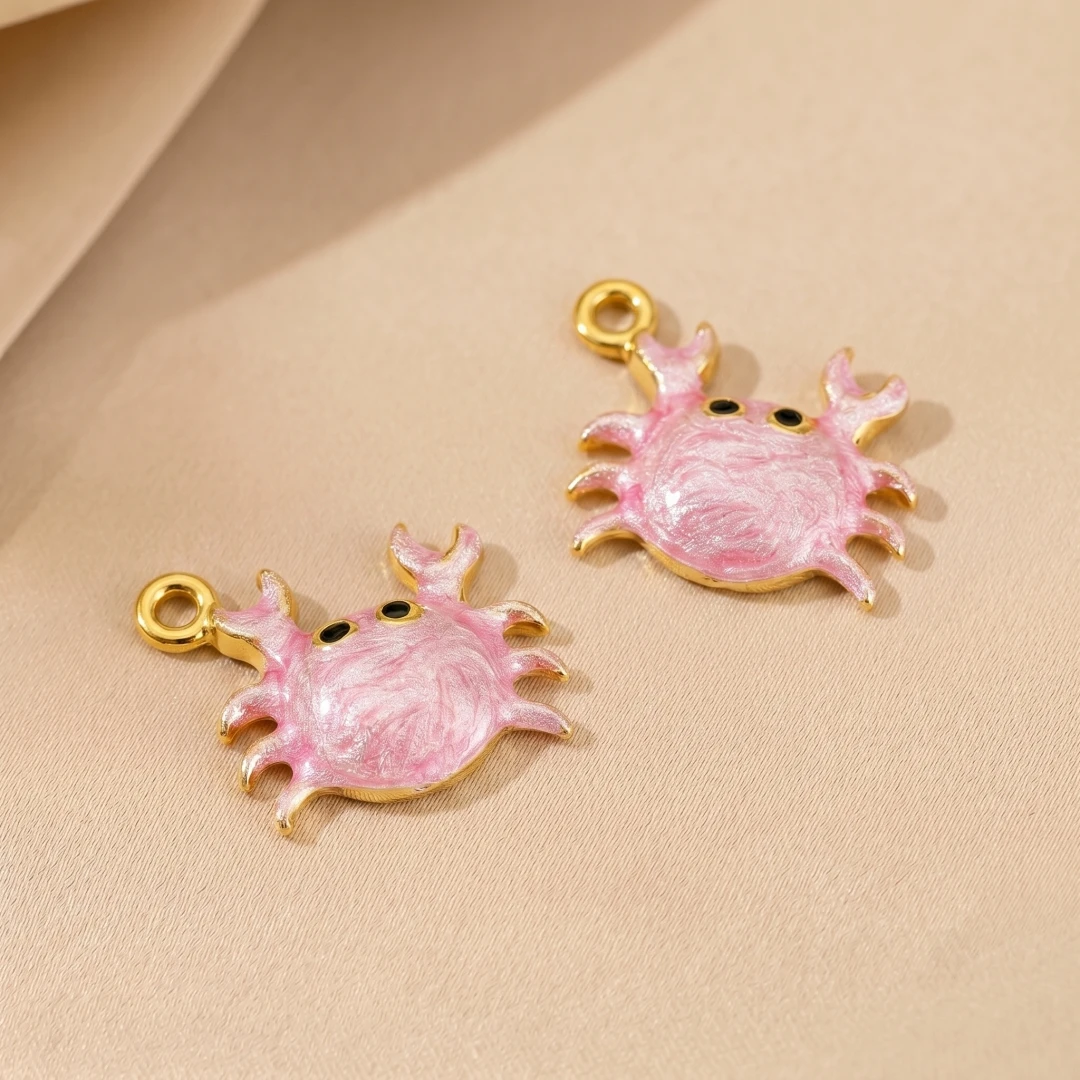 5 Stück Edelstahl Gold Emaille Niedliche Krabben- und Seestern-Anhänger für DIY Kinder-Schmuckherstellung Zubehör Halskette Anhänger Ohrringe – Detail 8