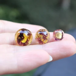 10pcs 8mm 10mm 12mm Gold foil Lampwork Beads Round Handmade Purple color  for jewelry Bracelet Necklace Earring  Making DIY Craf