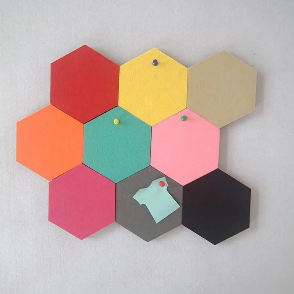 

6 pcs Hexagon Wall Black Tear Stick Cork Nail DIY Photo Message Board Self-Adhesive Sticker For Home Home Office Decor