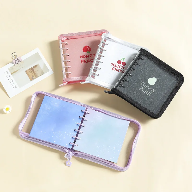 Kawaii A7 Zipper Binder Notebook Kpop Photocard Collect Book Journal Diary Agenda Planner Bullet School Stationery