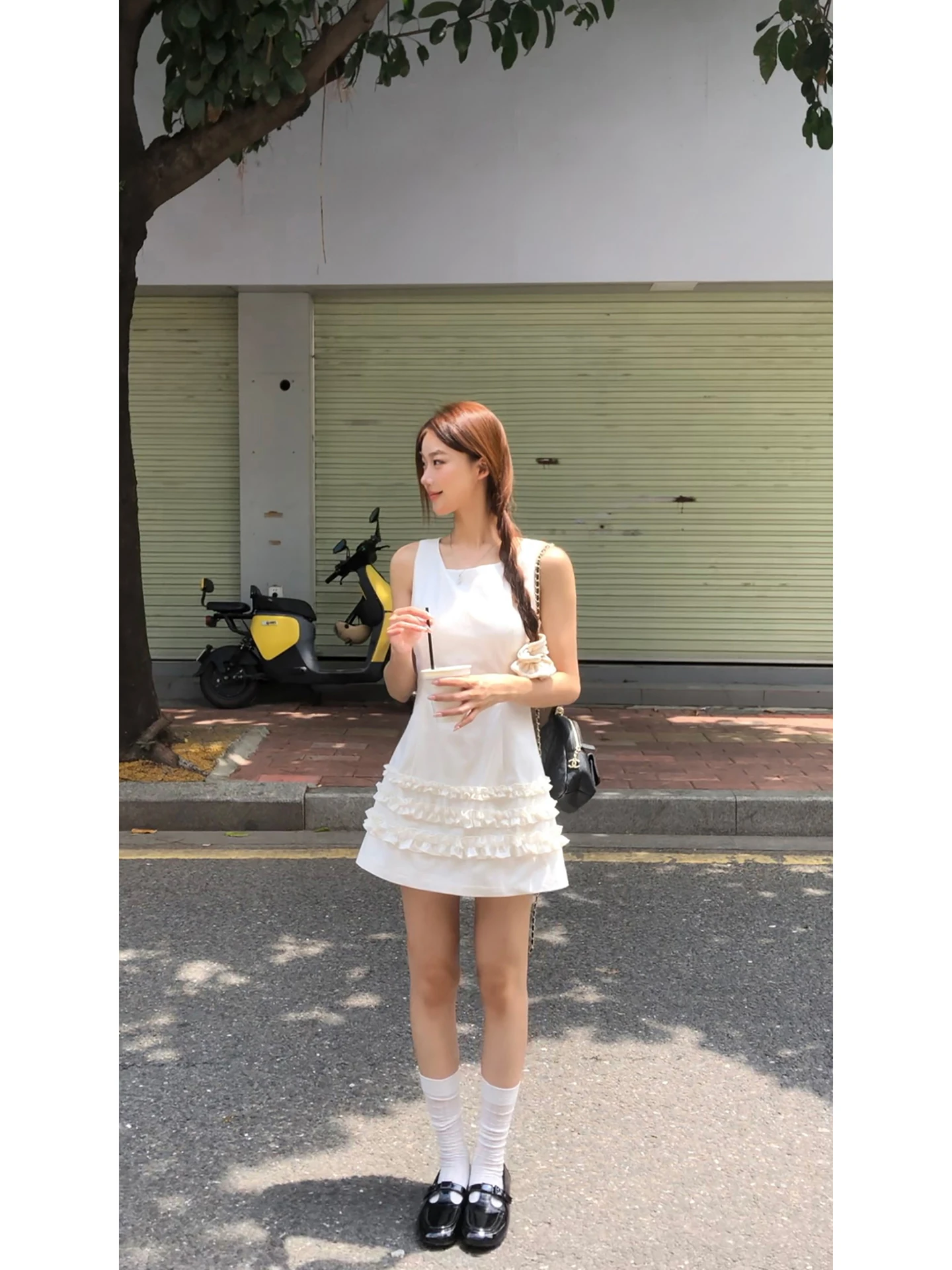 Ele White Summer Dr Damen Svel Slim Fit Rock Hohe Taille A-Linie Baumwollmischung Bequem Lässig Faionable