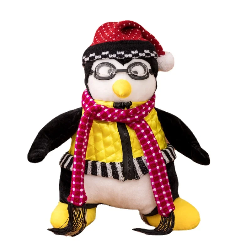 Presents Souvenirs 40cm Tv Show Friends Related Rachel Joey\'s toys HUGSY Plush toy PENGUIN Stuffed Doll with scarf vest glasses