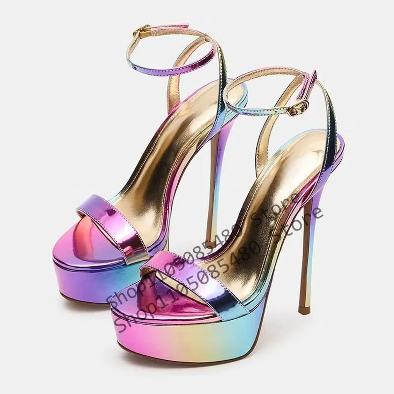 2026 Women's Cork Stiletto Sandals Colorful Rhinestone Embellished Ankle Strap Open Toe High Heel Party Summer Vacation Heels