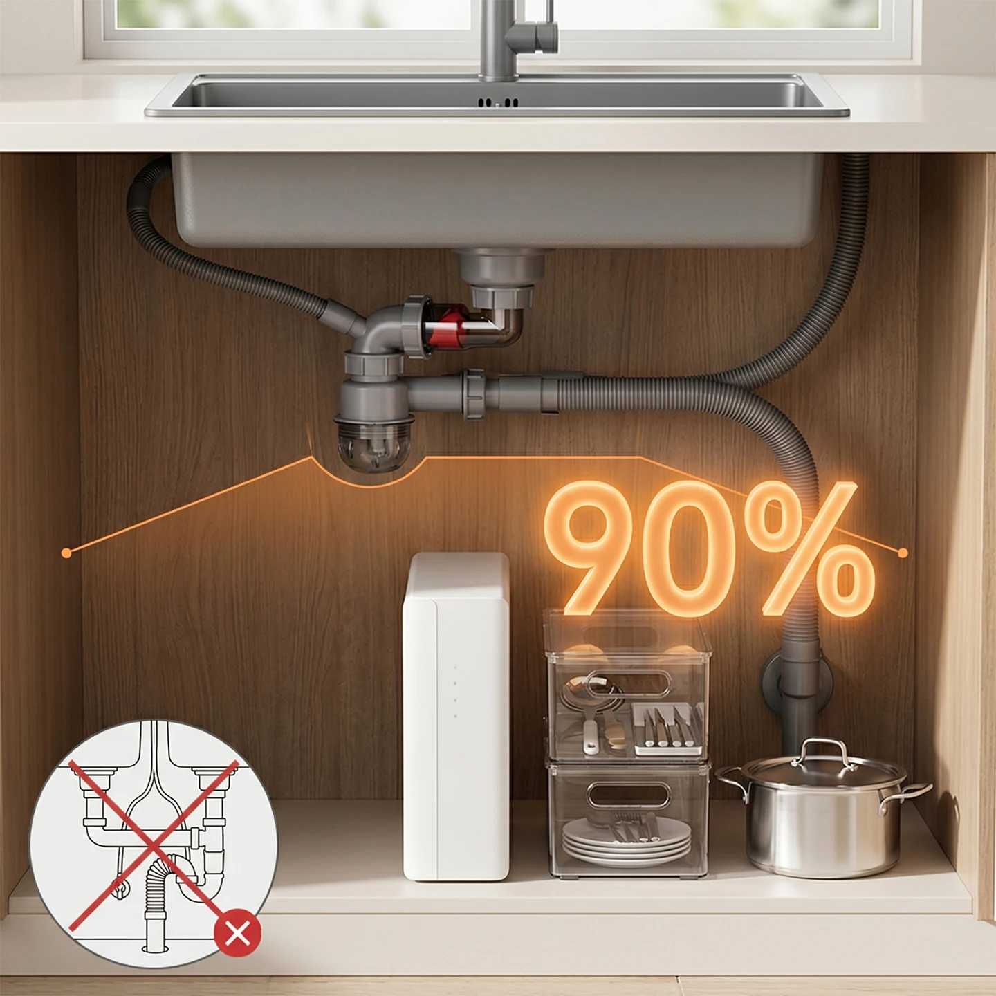 Kitchen Sink Drain Replacement With Closure Valve And Water Seal Dual Protection Tool Free Easy Install Anti Odor Sewer Gas Trap