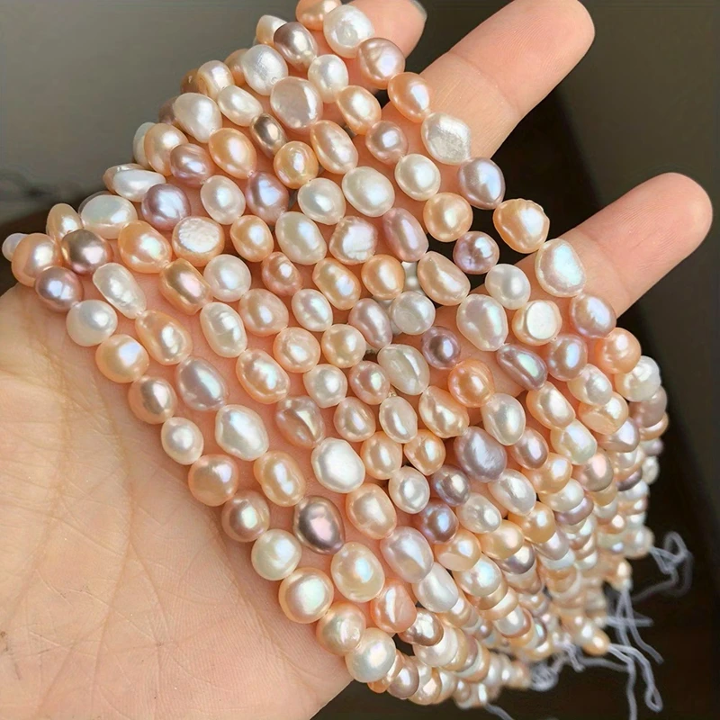 Natürliche Süßwasserperlen, unregelmäßige barocke Perlenform, lose Perlen zum Basteln von eleganten Armbändern, Halsketten und Schmuck. – Detail 4