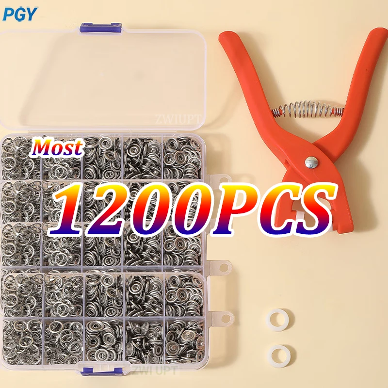 400-1200PCS Plier Tool Metal Snap Thickened Snap Sewing Button Fastener Kit DIY Craft Supplies for Installing Sewing Clothes Bag