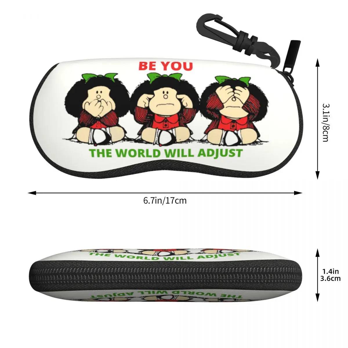 Custom Triple Mafalda Cartoon Shell Eyeglasses Case Women Men Cool Argentina Quino Manga Glasses Case Sunglasses Box Pouch