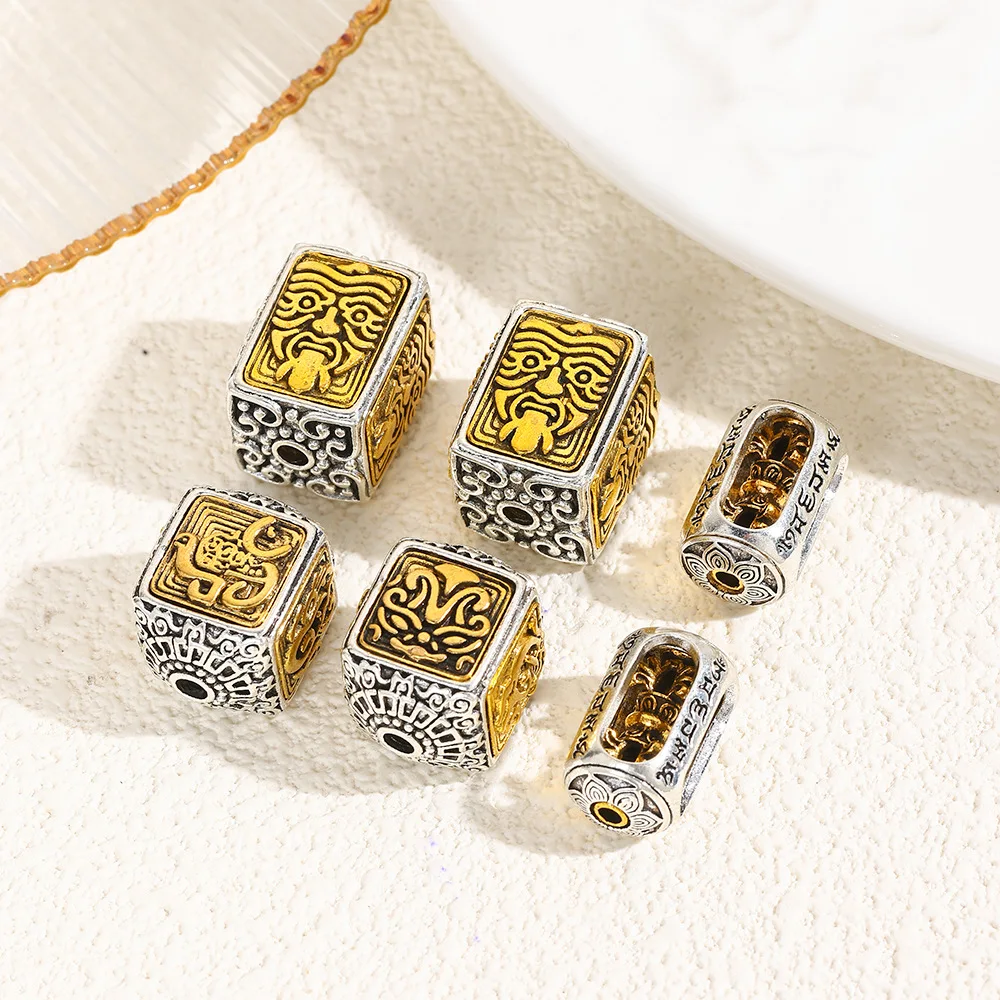 Alloy retro style two-color DIY bracelet chain perforated bead jewelry accessories necklace earrings bead spacer material