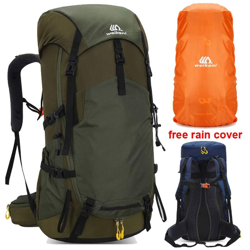 Mochila para acampar y escalar de 60L con cubierta para la lluvia, mochila grande impermeable para exteriores, senderismo, montañismo, bolsa de hidratación