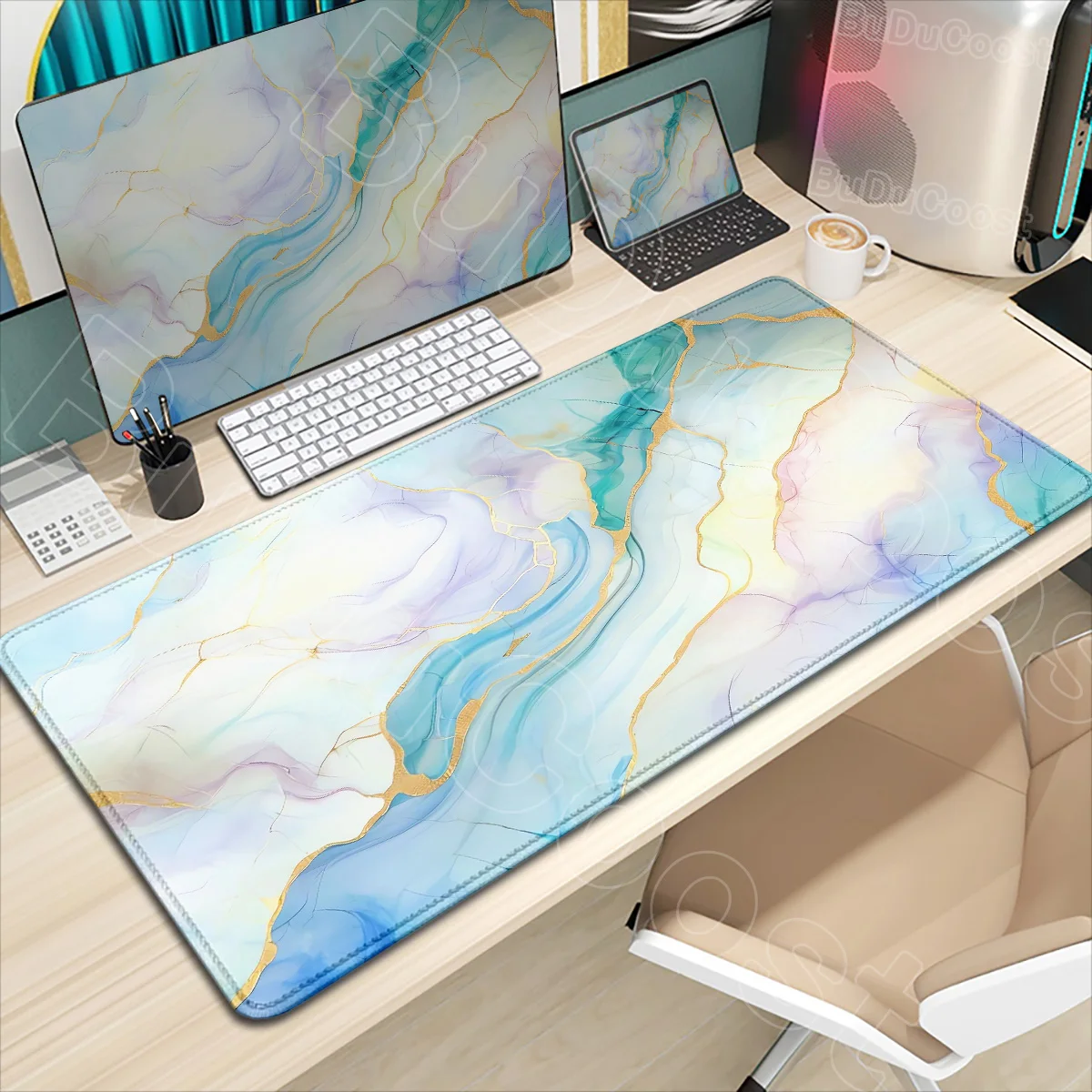 Nowa podkładka pod mysz z teksturą marmuru HD Premium Luxury Design Miękka gumowa duża podkładka na biurko do gier komputerowych z klawiaturą i myszką