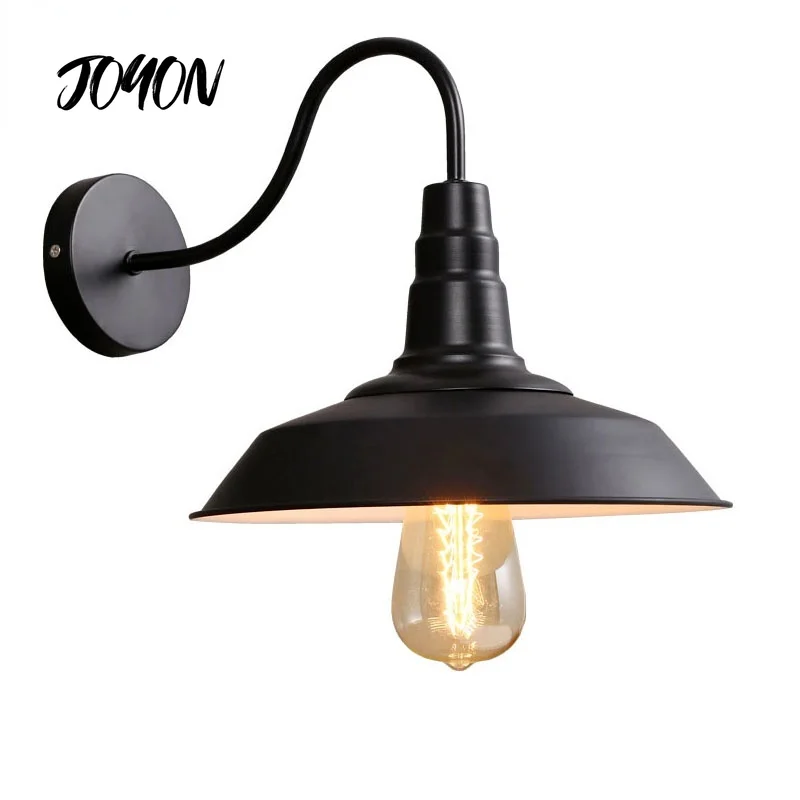 Vintage Wall Lamp Led Light E27 Edison light Loft Retro Iron Paint American Old Style Simplicity Black Pot Cover with Lamp Shade