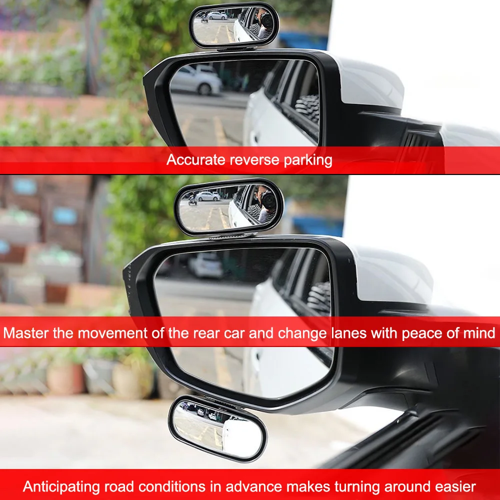 Universal Reverse Blind Spot Wide Angle Side Rear Mirrors HD Glass 360° Adjustable Auxiliary Rear View Mirror Car Mirror