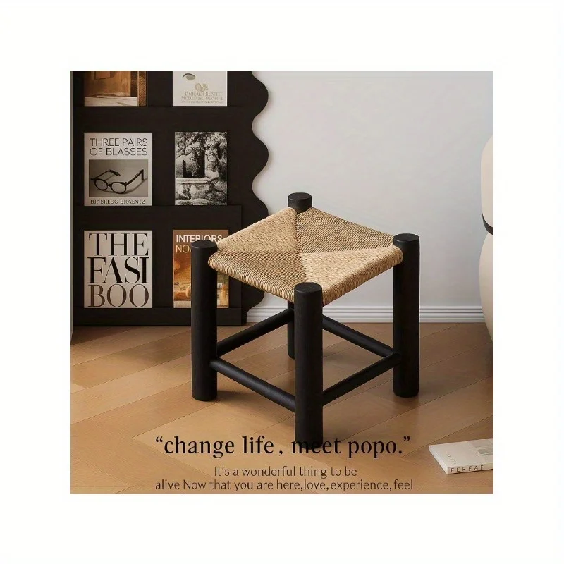 Tabouret à langer, tabouret tissé, tabouret tissé en corde médiévale, tabouret bas de maison en bois