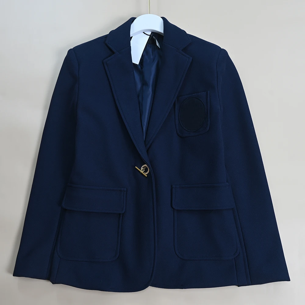 Classic Women's Slim Fit Floral Embroidery Suit Jacket 2025 New Style Long Sleeve Commute Fashion Straight Cut Pure Color