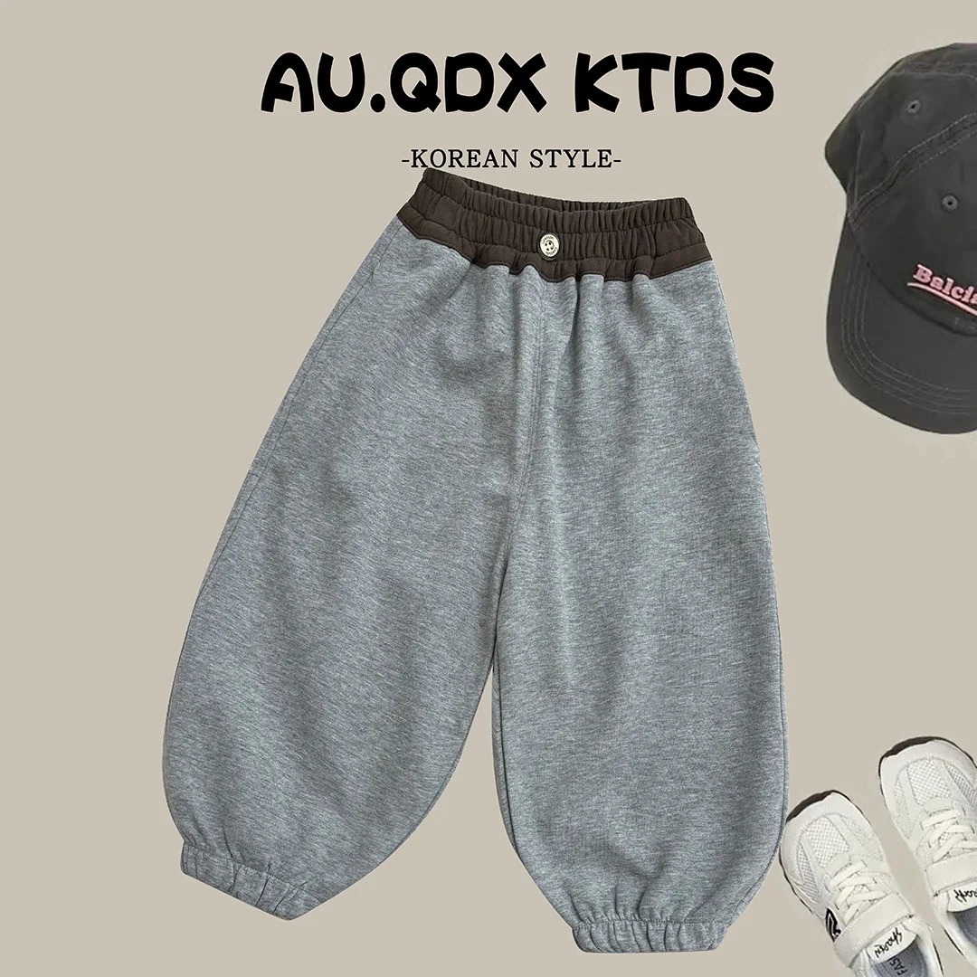 Pants Loose Casual Boys Children Cotton-padded Trousers Sweatpants Sporty Autumn Out Doors Cotton Solid Soft Fashionable