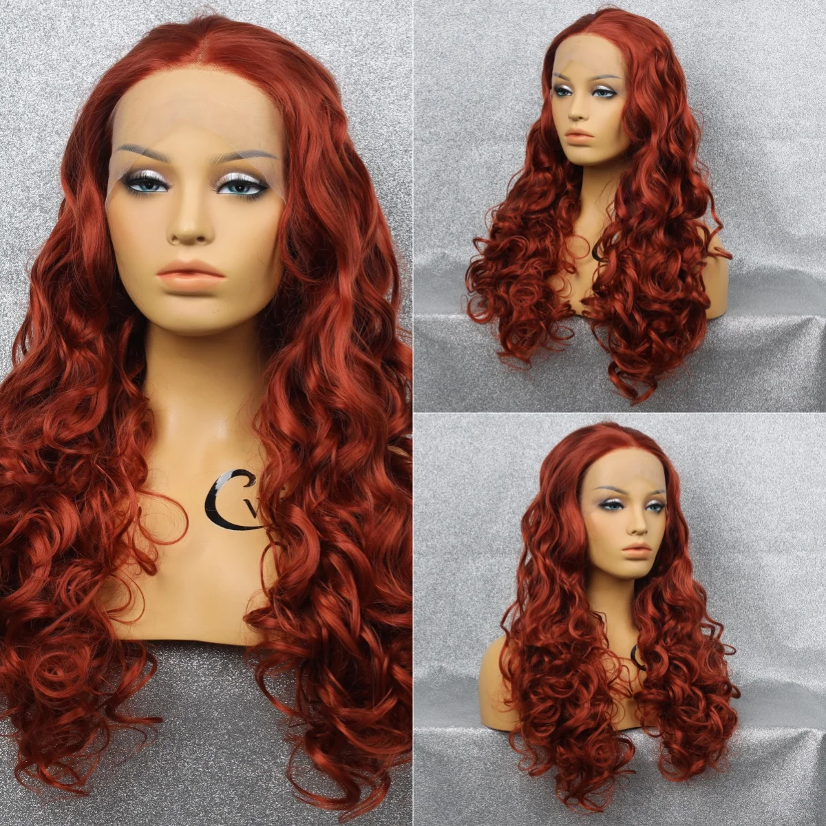 

CWIGS Front Lace Synthetic Orange Red Long Large Wave Wig Lightweight Comfortable Breathable Heat Resistant Cosplay Wig