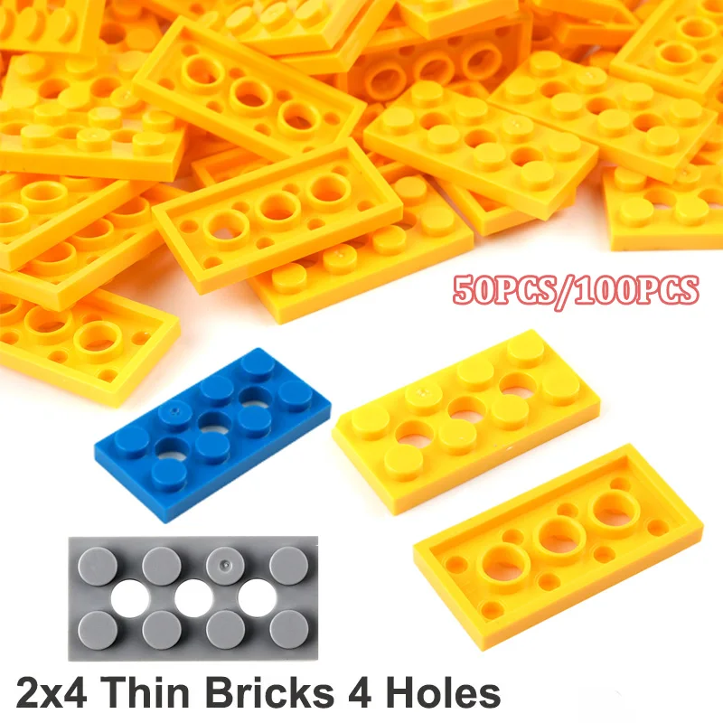 

50/100PCS 2x4 Dots With 3 Holes Small Particle Bricks Bulks Creative 3709 Kids Assembled DIY Toy MOC Building Blocks Accessories