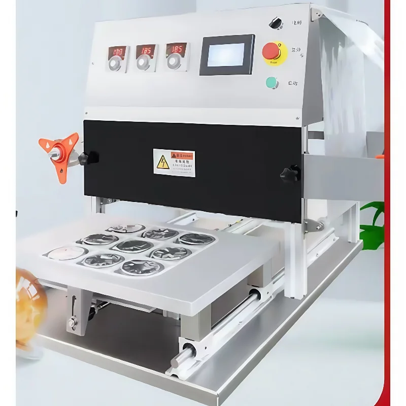 Semi-Automatic Electric Food Tray Lunch Box Cup Container Sealer 9-Tray Capacity Heat Sealing Machine for Patisserie Bags