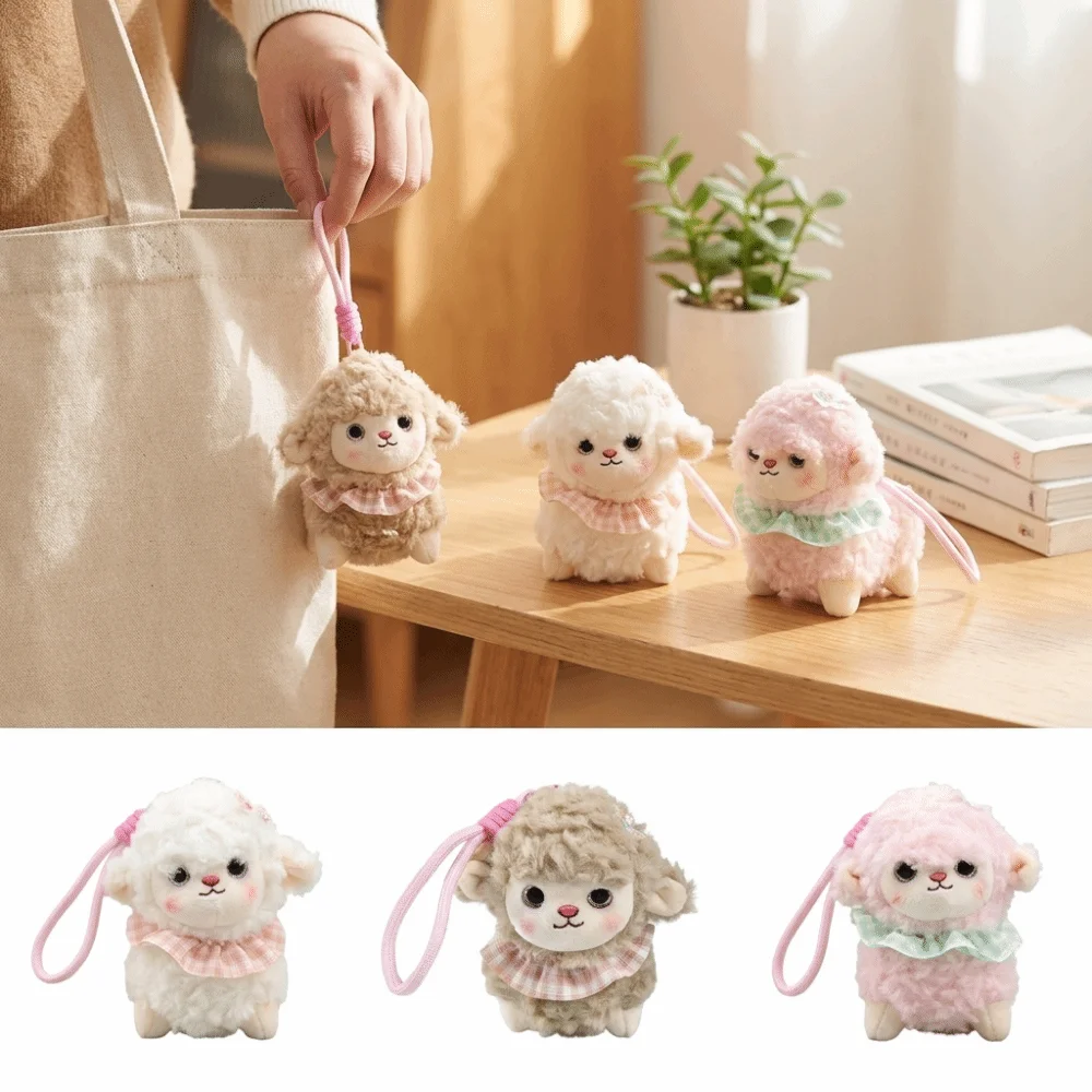 New Soft Little Sheep Keychain Fluffy Texture Hanging Loop Lamb Scarf Detail Animal Everyday Carry Accessory