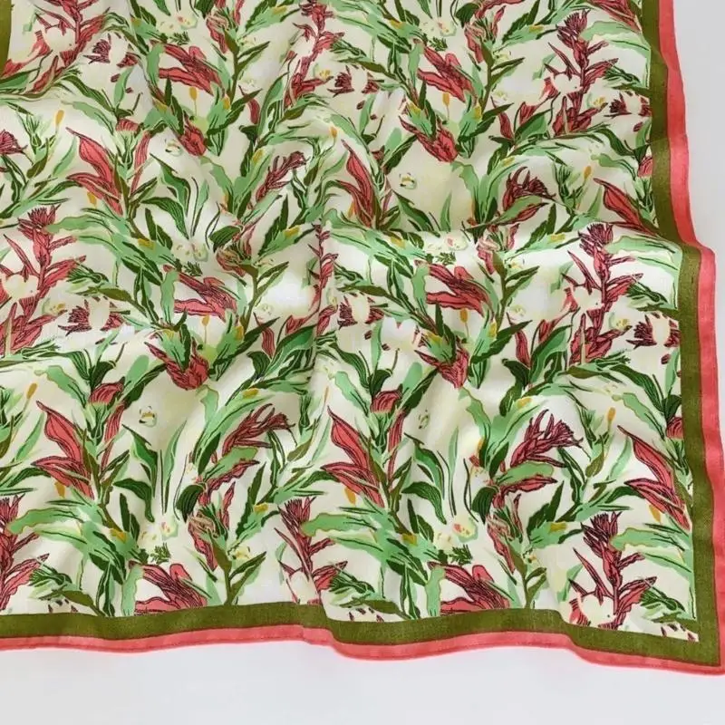 

P9FE модный маленький шарф на шею с цветочным принтом, квадратные шарфы-банданы с элегантным принтом для модных женщин и леди