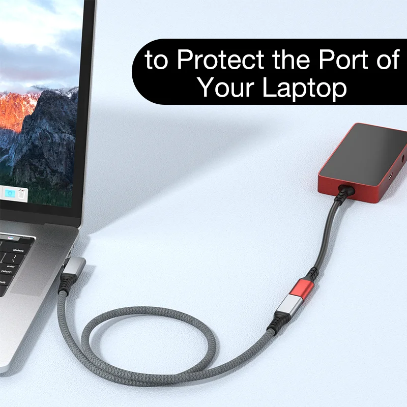 USB4 Cable 90 Degree USB-C to Female USB-C TB3/4 Compatible 8K@60Hz 40Gbps Data Transfer PD100W 5A Fast Charging Male-Female Ada