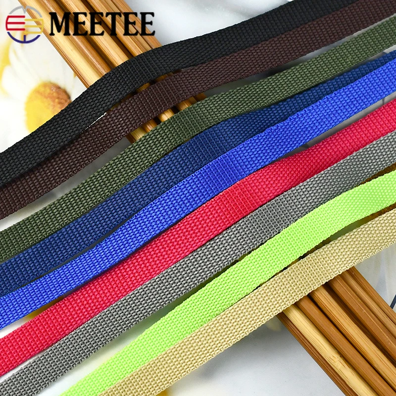 Meetee 1roll=45M 10mm Polypropylene PP Webbing Ribbon Bag Belt Strap for Garment Sewing Tapes Accessories DIY Craft