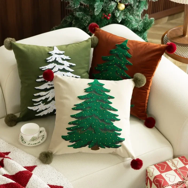 American Style Christmas Elements Cushion Cover Bedroom Living Room Sofa Decoration Pillow Cover Can Be Disassembled and Washed