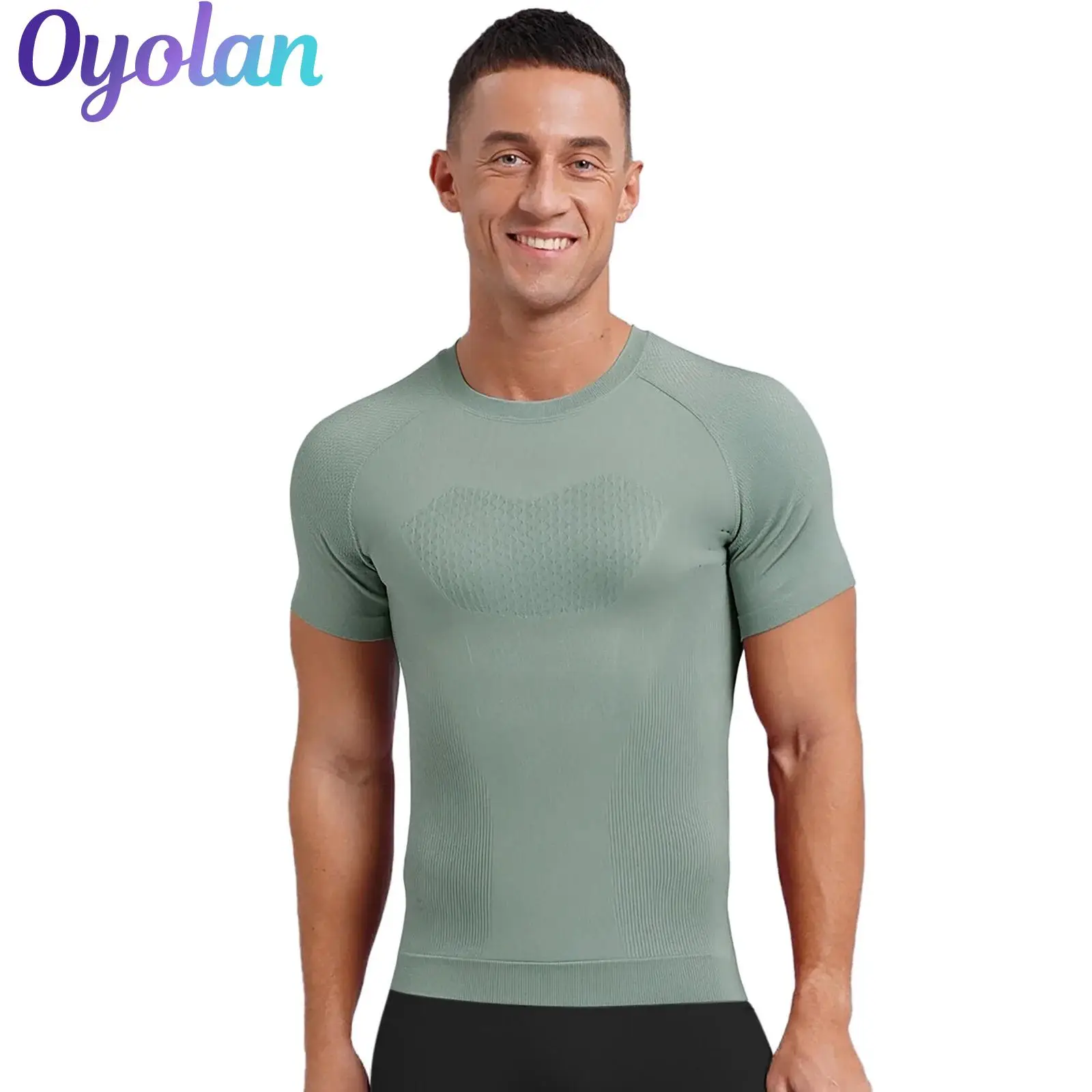 

Mens Moisture-Wicking Bodybuilding T-shirt Tops Round Neck Short Sleeve T-shirt Running Cycling Yoga Gym Fitness Sports Costume