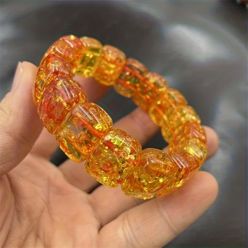 Orange and Red Two-color Popping Hand Row, Random Bucket Beads Single Circle Bracelet.