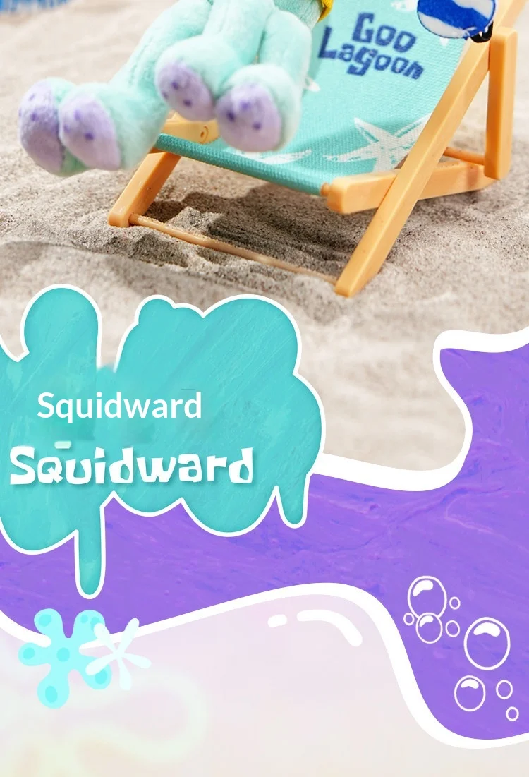 Original Bikini Bottom Stall Series Blind Box Bewegliche Figuren mit Hintergrund, Lustige Hässlich-Süße Flauschige Taschenanhänger Geschenk-Spielzeug – Detail 15