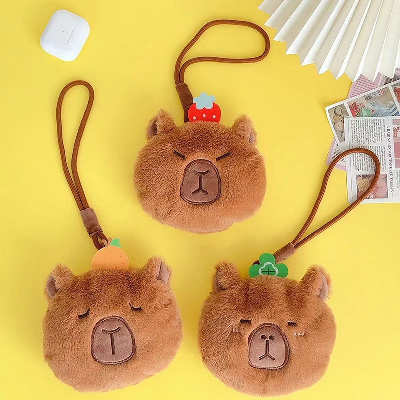 Capybara-monedero de felpa con dibujos animados para niños, monedero pequeño con cremallera, Kawaii, regalo de cumpleaños