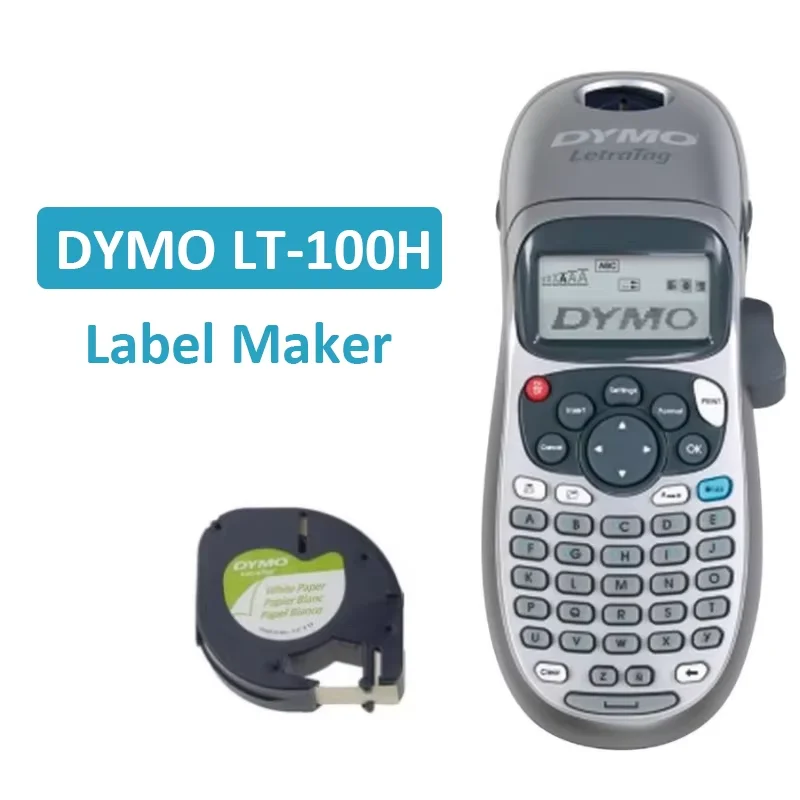 

Portable Dymo LT100H Label Printer LT-100H Adhesive Label Maker Handheld Typewriter Labeling Machine with LetraTag LT Label Tape