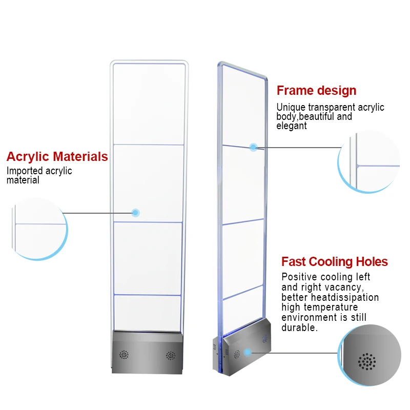 EAS RF Acrylic System Alarm Security Antenna Hard Tag Scanner Soft Label Sensor Supermarket Anti theft Gate