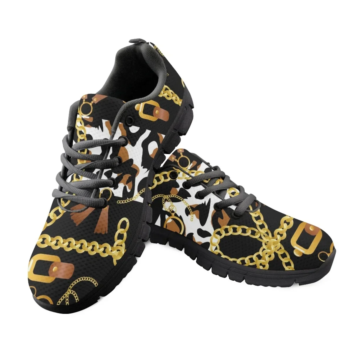 Luxury Brand Women Sneakers Fashion Baroque Leopard Design Flat Shoes for Ladies Outdoor Lace-up Mesh Shoes Zapatos