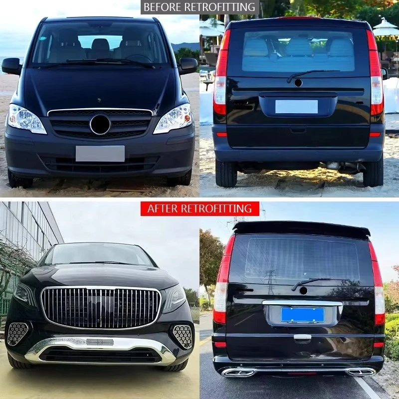 2006-2015 VITO Viano Body Kit Bolt-On Front Bumper With Fog Light Exterior Modification PartsOld To New Facelift Body Kit