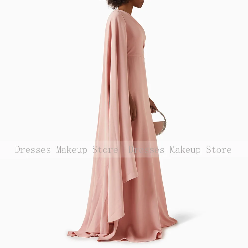 Aangepaste galajurk één schouder gedrapeerd een lijn elegante bruiloft jurken voor vrouwen mantel mouw eenvoudige avondjurken lang
