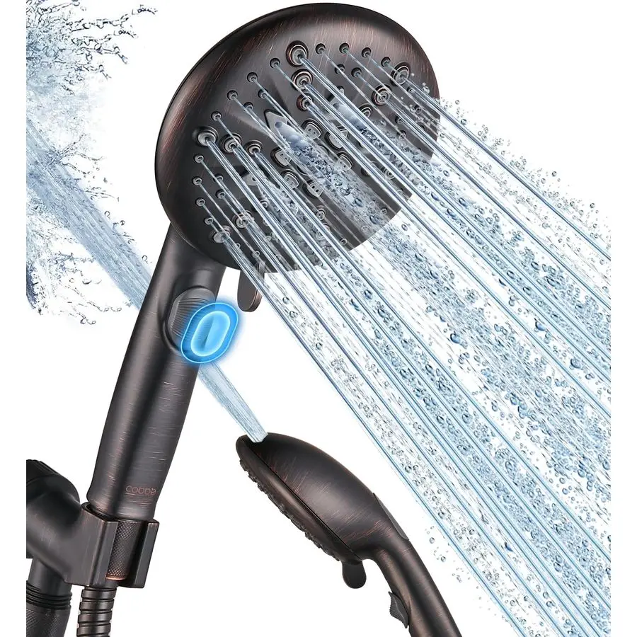 

ORB High Pressure Shower Head with Builtin Pause Button 9Function Detachable Showerhead with Handheld Brass Swivel Bracket amp S