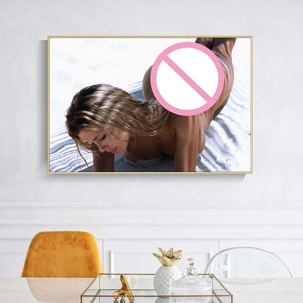 Beach Blonde Model Photo Pretty Girl Poster Unframed Wall Art Canvas Paintings Prints for Home Bedroom Decor